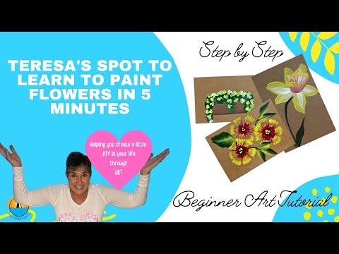 How to paint flowers in 5 Minutes:Easy Step by Step Beginner Acrylic Painting Tutorial [Video]