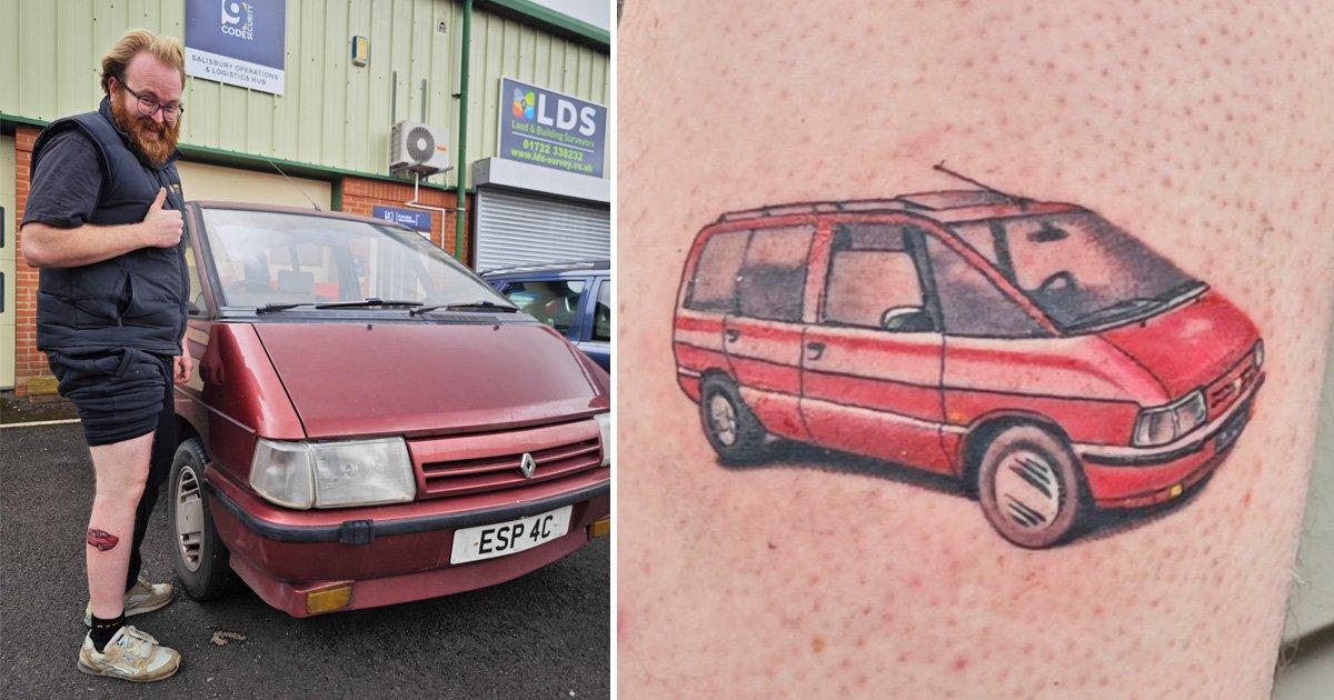 Man gets tattoo of a clapped-out Renault Espace people carrier on his leg | UK News [Video]