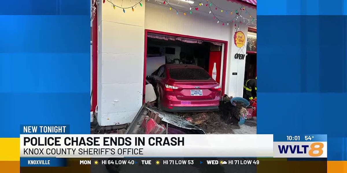 Car chase ends in suspect crashing into business, Knox County sheriff says [Video]