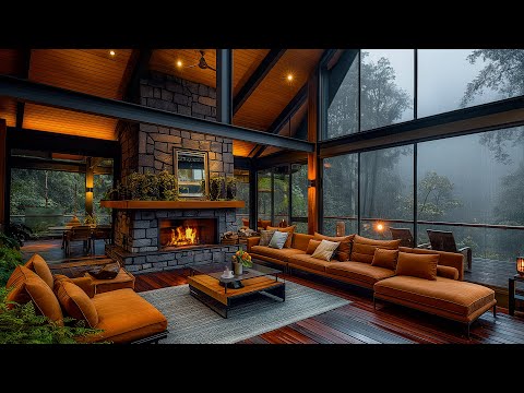 Forest Cabin Retreat – Jazz Music & Rain Sounds for Stress Reduction | Cozy Rainy Day Ambience 🌧️🏡 [Video]