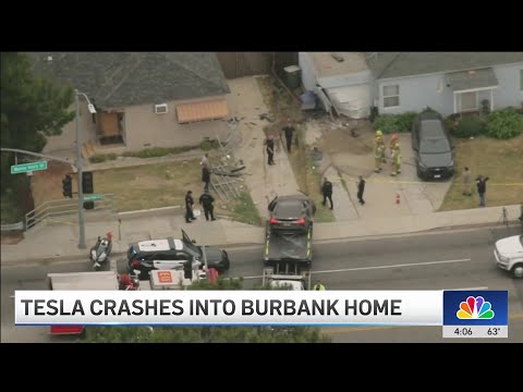 Tesla crashes into home near accident-prone intersection in Burbank [Video]