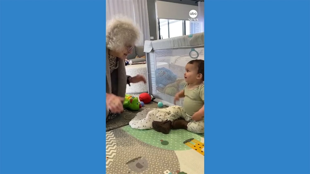 Video 93-year-old woman with dementia lights up around her great-grandson [Video]